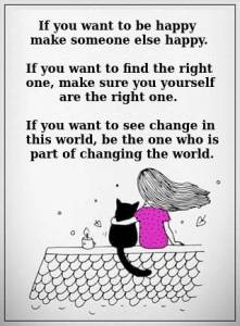 Be the change you want to see in this world - Cat and a girl on a roof